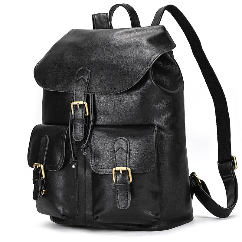 Women's & Men's & Leather Fashion First Layer Flip Backpacks