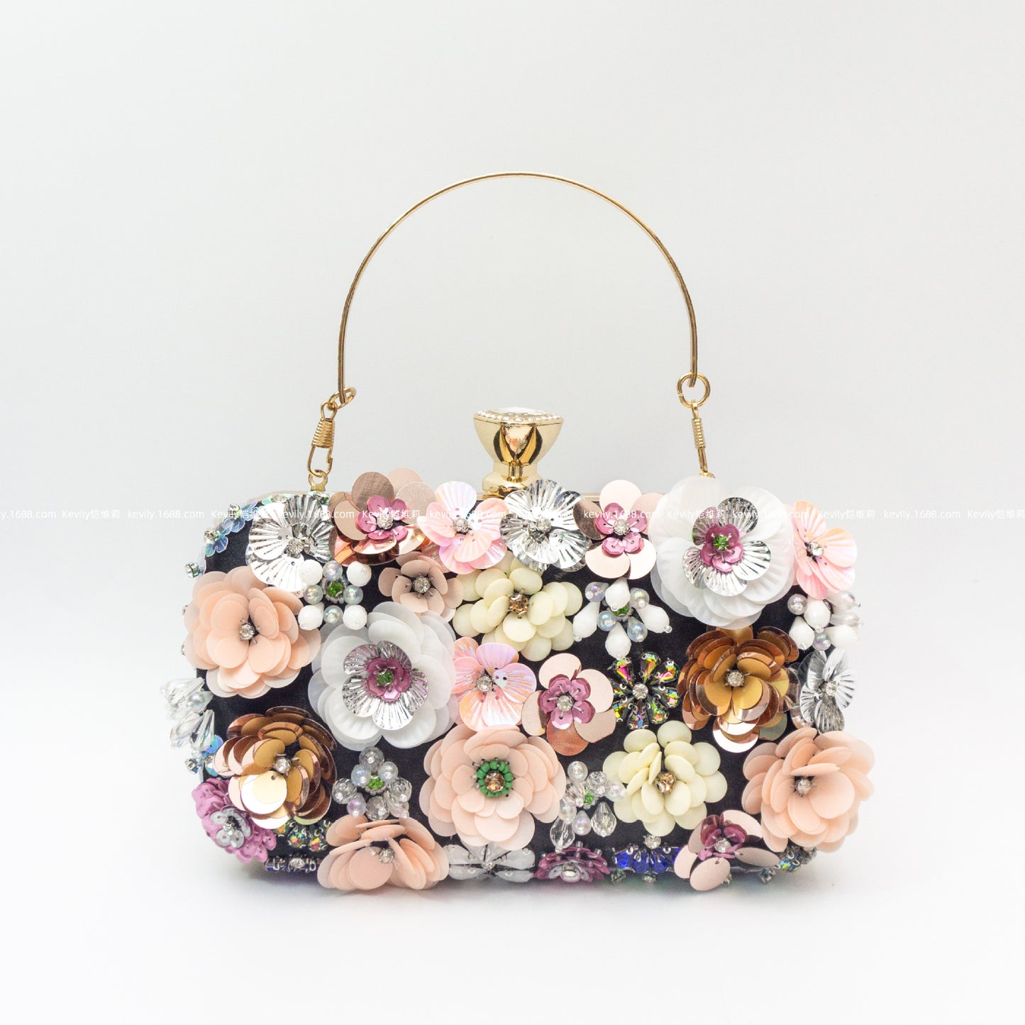 Kai Colorful Crystals Sequin Flower Dinner Hand Carrying Cheongsam Evening Bags