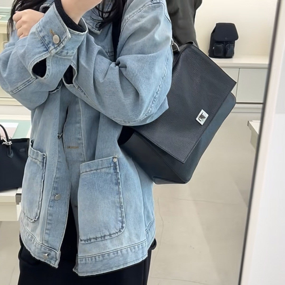 Niche Soo Lin Cowhide Flap Large Crossbody Bags