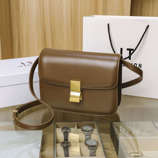 New Women's Genuine Leather Tofu Fashionable Shoulder Bags