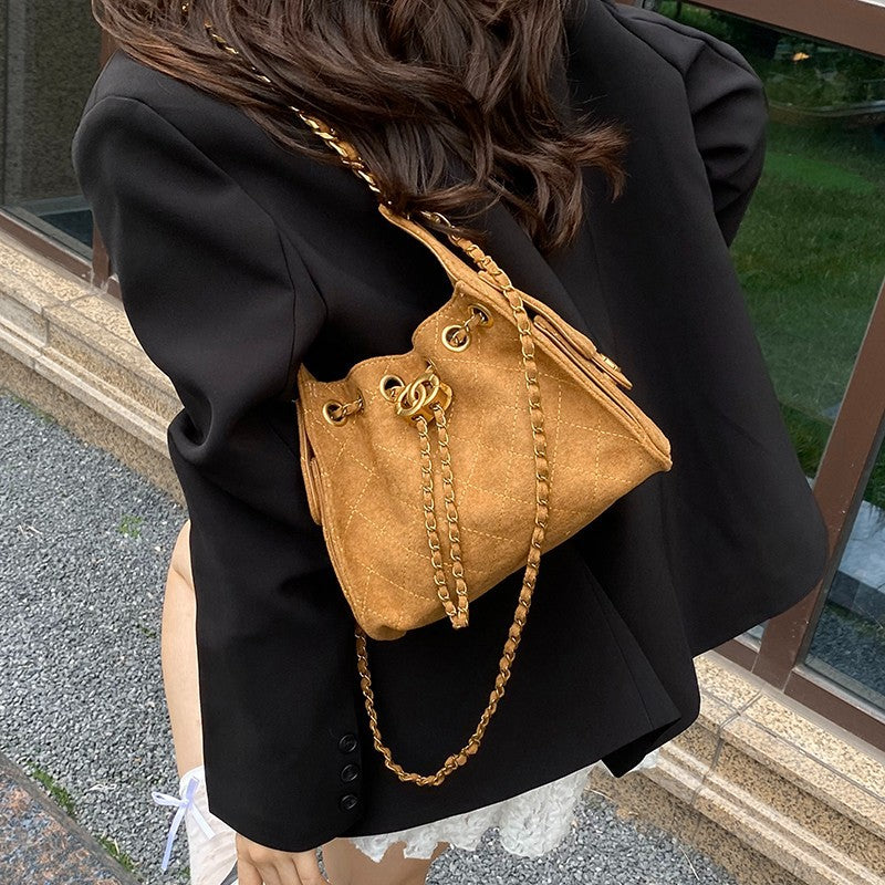 Women's Fashionable Underarm High-grade Retro Deerskin Veet Bags