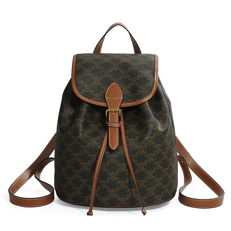 Women's Leather Arc Early Spring Drawstring Presbyopic Backpacks