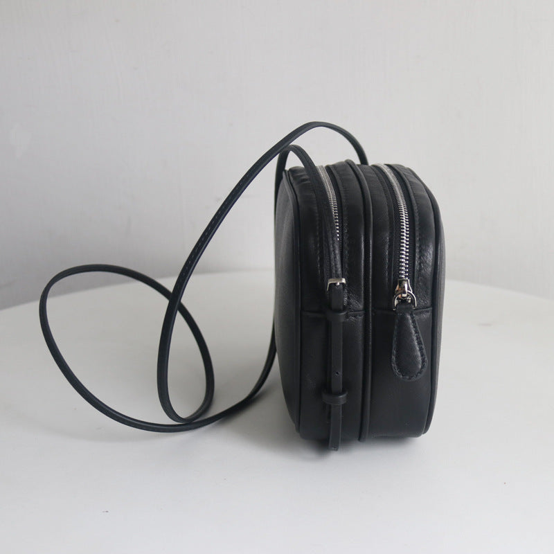 Inside Outside Design Cowhide Leather Simple Crossbody Bags