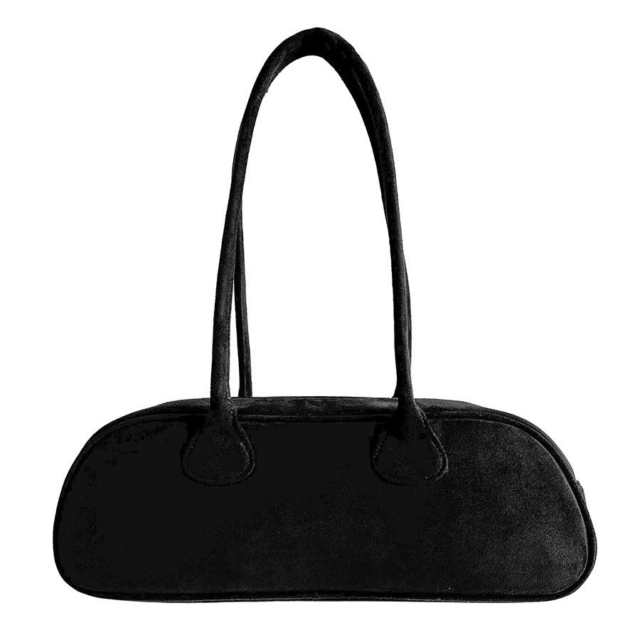 Women's Suede Baguette Fashion Arc Underarm Plush Shoulder Bags
