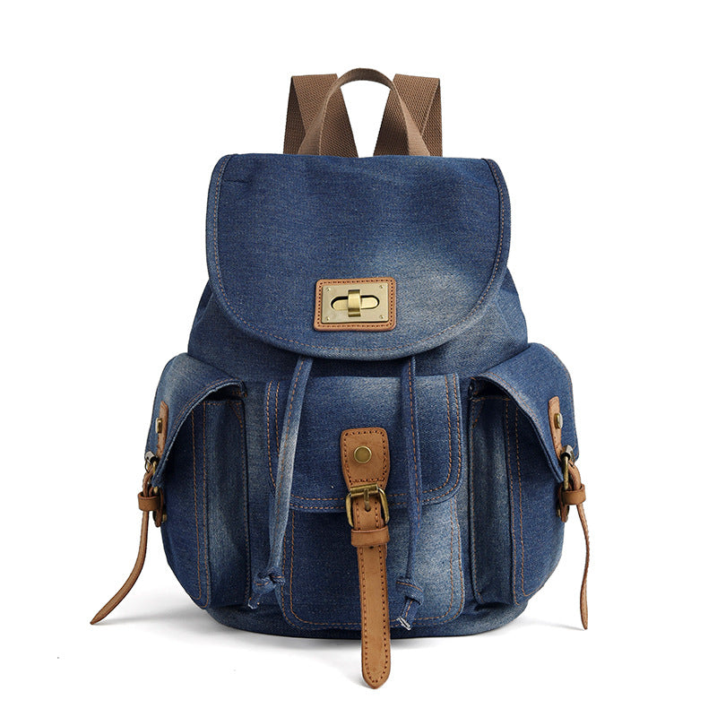 Women's Retro Fashion Denim Canvas College Leisure Backpacks