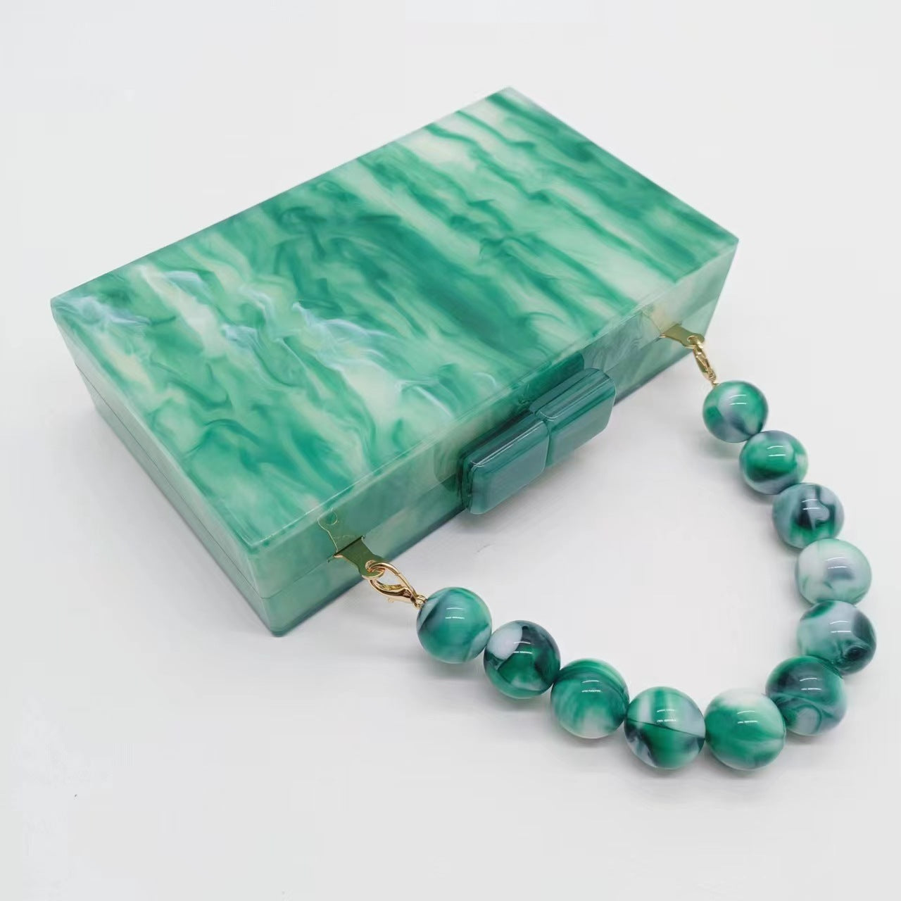 Women's Pearlescent Acrylic Beaded Wrist Hand-held Wedding Evening Bags