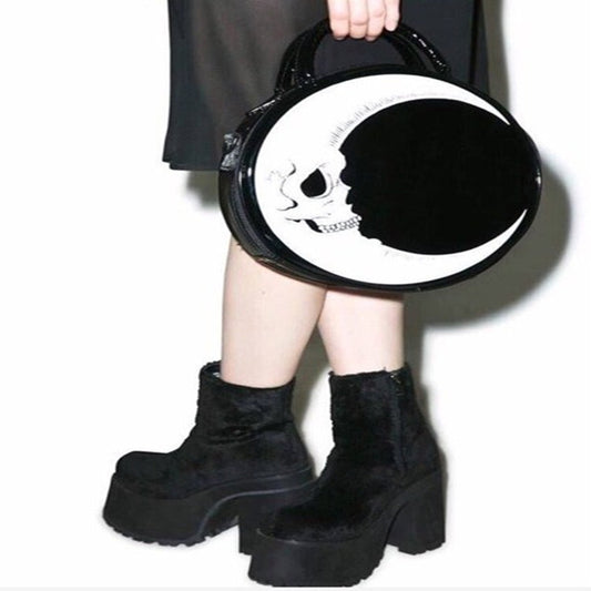 Style Dark Moon Skull Round Gothic Bags