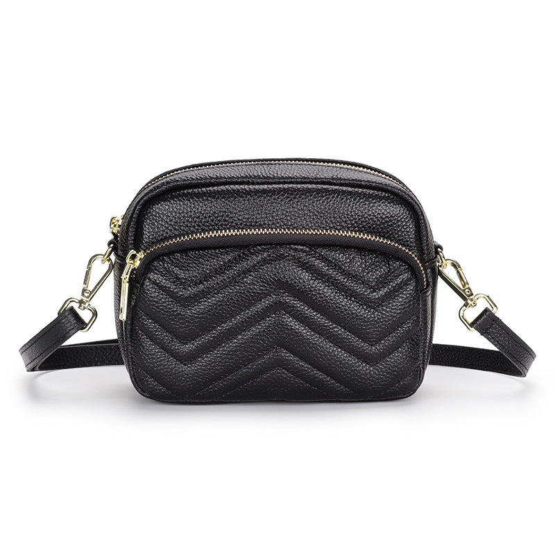 Women's Genuine Leather Korean Fashion Embroidery Soft Crossbody Bags