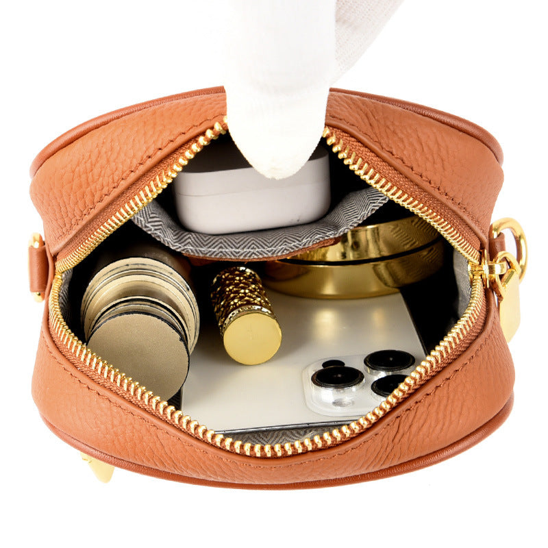 Women's High Sense Niche Genuine Leather Simple Shoulder Bags