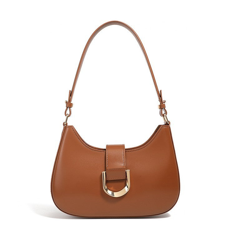 Women's Fashion Commuter Cowhide Baguette Underarm Versatile Crossbody Bags