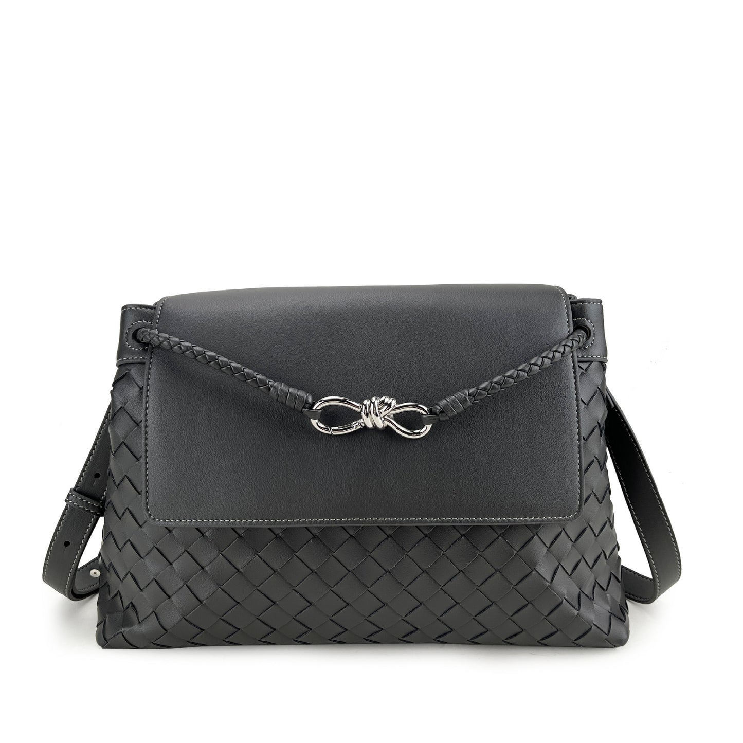 Leather With Sier Butterfly Clasp Large Crossbody Bags