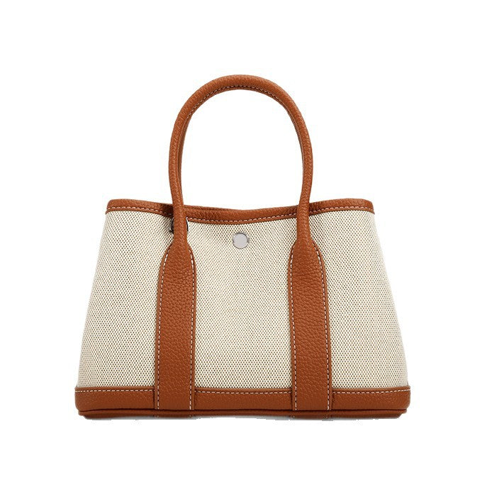 Layer Cowhide With Canvas Version Genuine Tote Bags