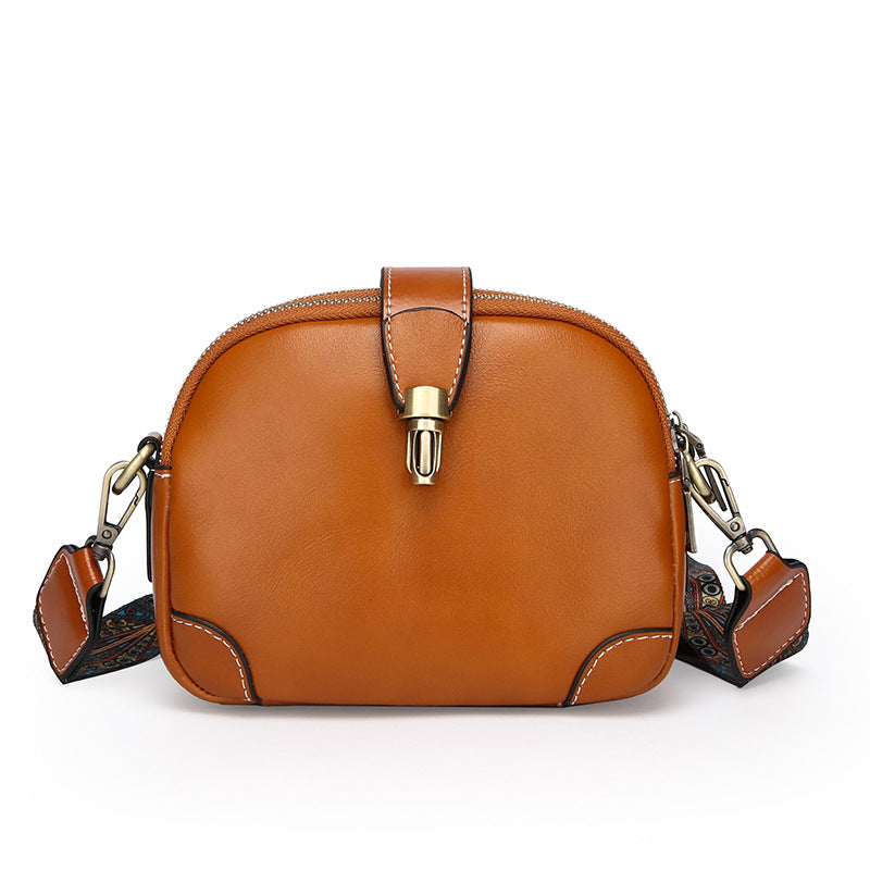Women's First Layer Cowhide Korean Retro Pure Shoulder Bags