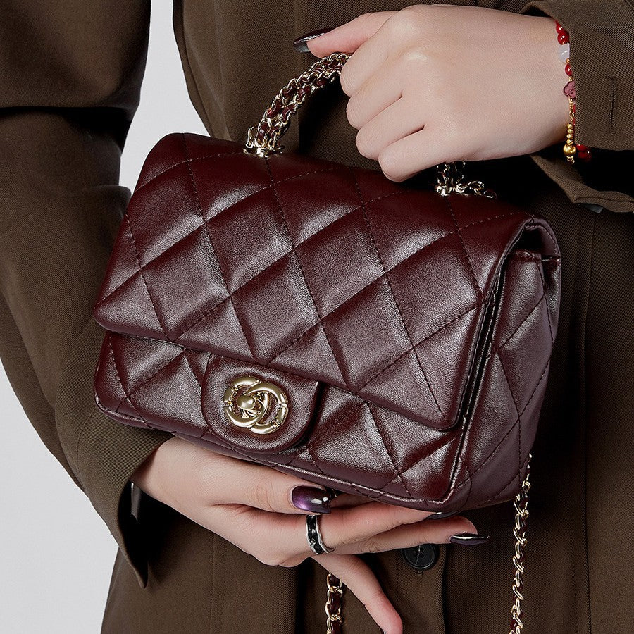 Women's Summer Rhombus Chain Versatile Genuine Leather Bags