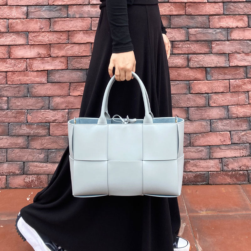 Cowhide Woven Genuine Leather Fashion Simple Tote Bags