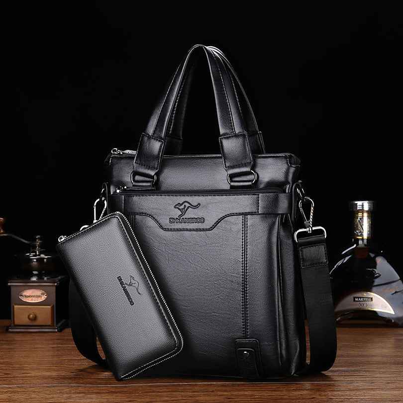 Men's Business Cowhide Textured Soft Leather Men's Handbags