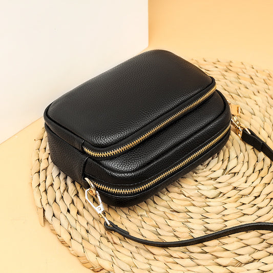 Women's Fashionable Simple Toe Cap Layer Cowhide Shoulder Bags