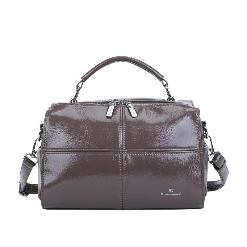 Women's Wax Skin Moon Large Capacity Versatile Wide Bags