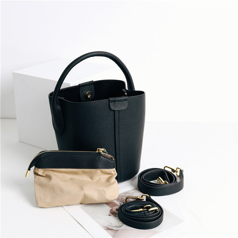 Women's Leather Cowhide Fashion Lychee Pattern Design Shoulder Bags