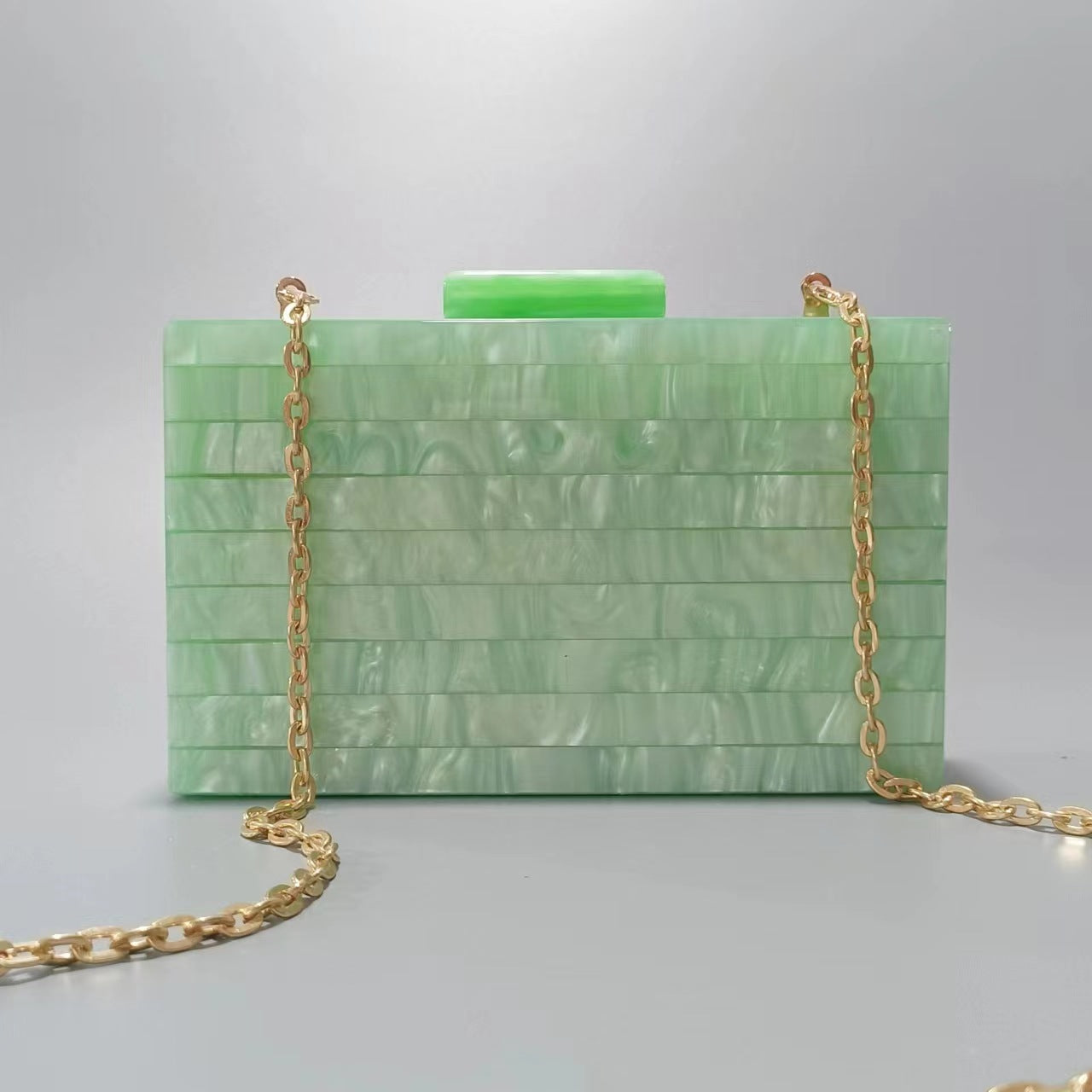 Women's Fashion Striped Stitching Pearlescent Acrylic Banquet Evening Bags