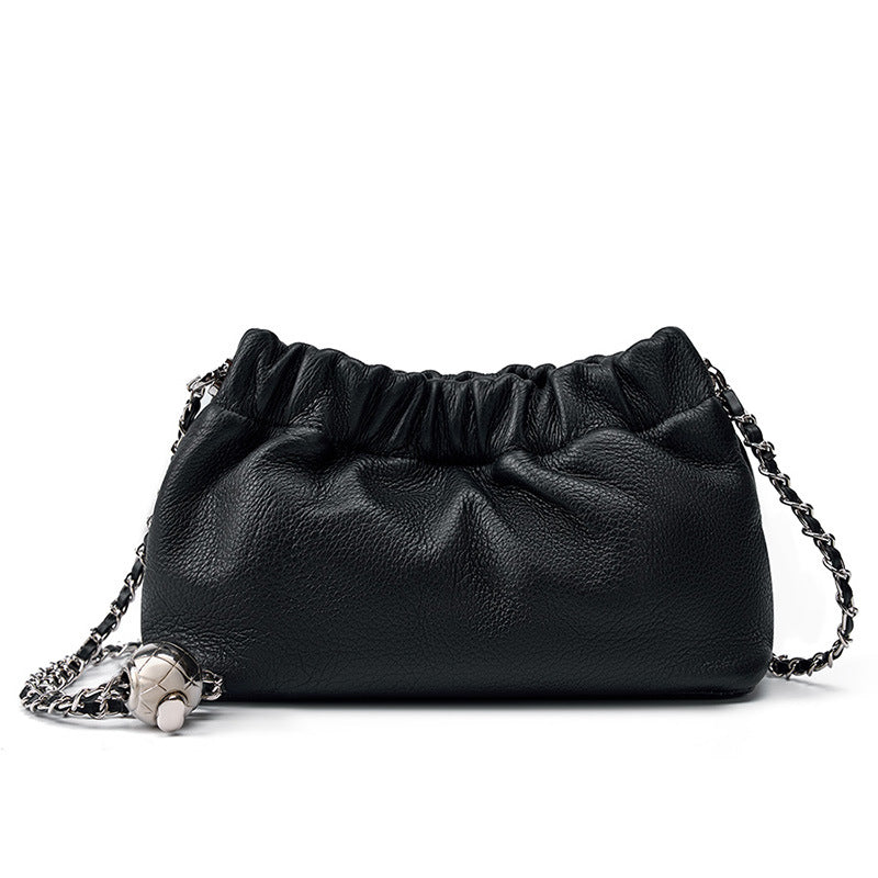 High-grade Gold Chain Cowhide Cloud Underarm Crossbody Bags