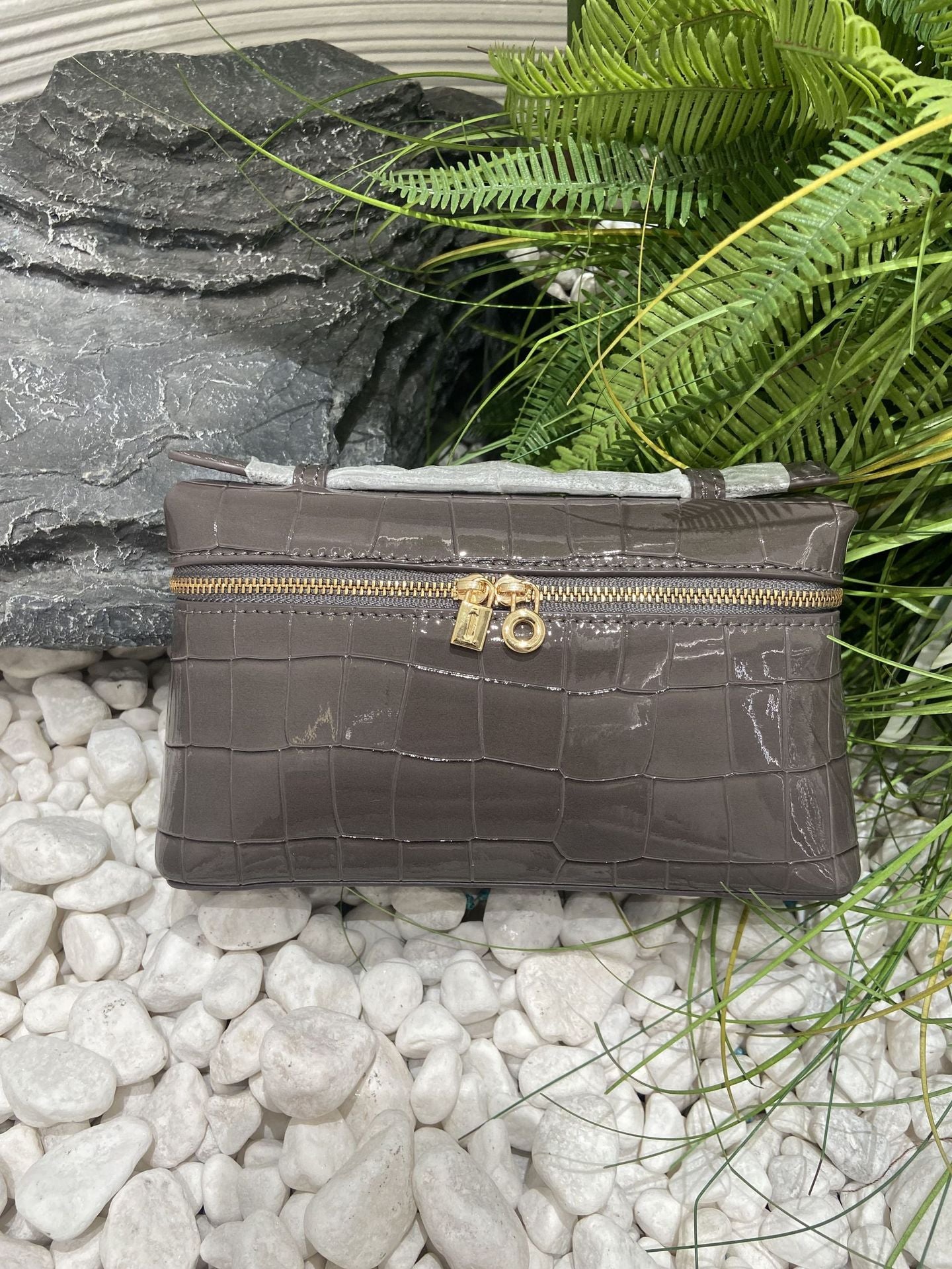 Crocodile Pattern Box Genuine Leather Lunch Shoulder Bags