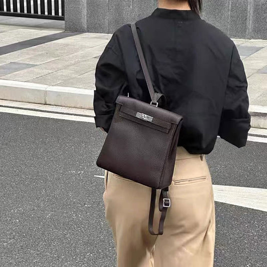Women's Ebony Color Kelly High Sense Cowhide Backpacks