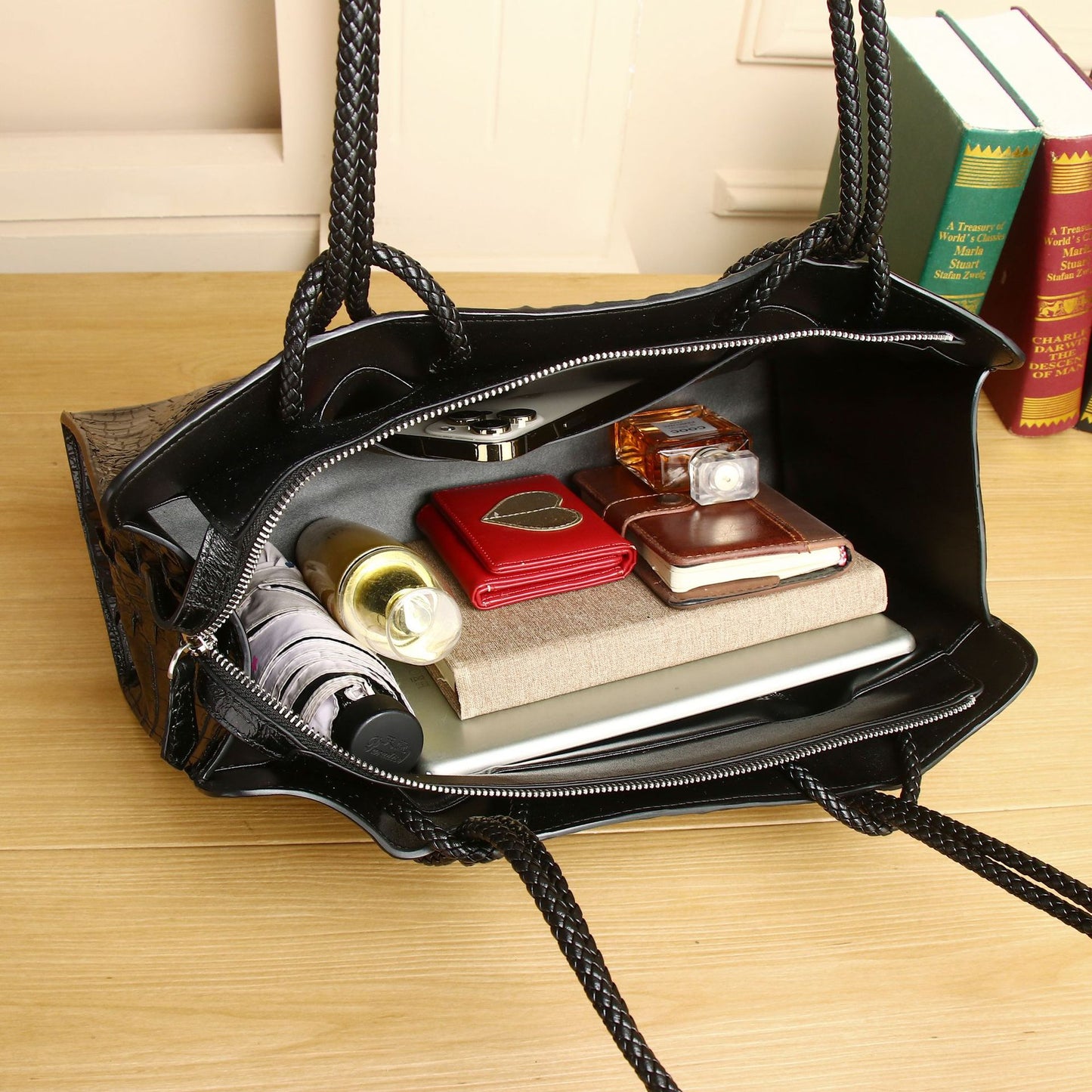 Women's Crocodile Pattern Large Capacity Fashion Trendy Handbags