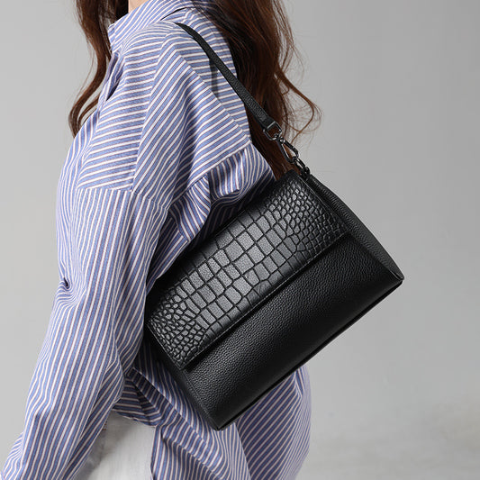 Women's Genuine Leather For Commute Crocodile Pattern Small Square Bags
