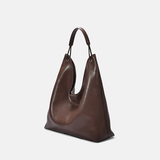 Vegetable Tanned Leather Large Capacity Textured Armpit Bags