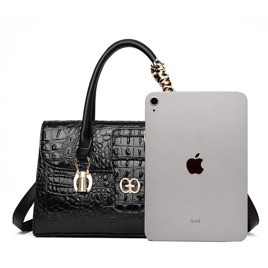 Women's Retro Autumn Crocodile Pattern Commuter Large Bags