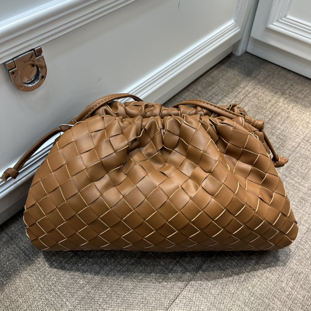Women's Pleated Wind Woven Cloud Genuine Leather Magnetic Crossbody Bags