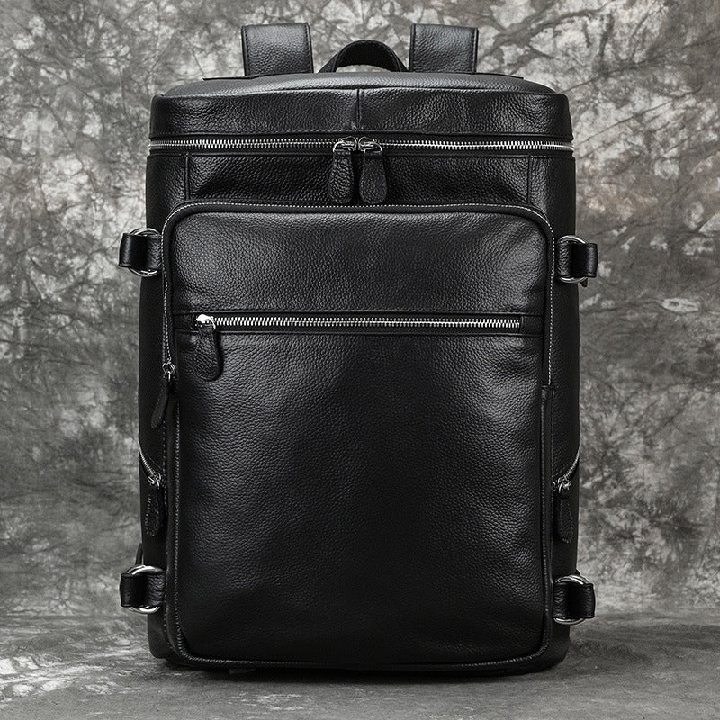Men's Fashion Leather First Layer Cowhide Large Backpacks