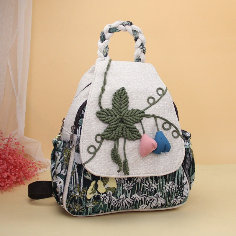Mori Style Artistic Hand-woven Flower Ethnic Backpacks