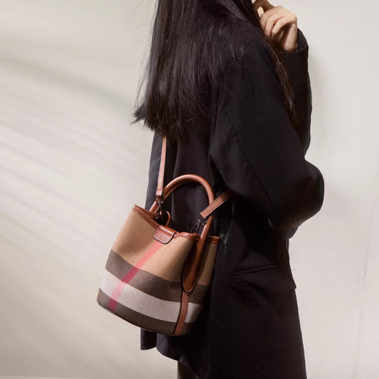 Women's High-grade Checked Mother Fashionable Portable Bucket Bags