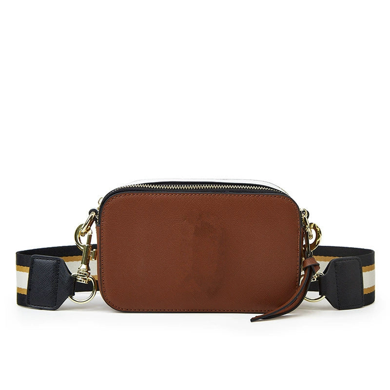 Women's J Cross Pattern Contrast Color Wide Strap Shoulder Bags