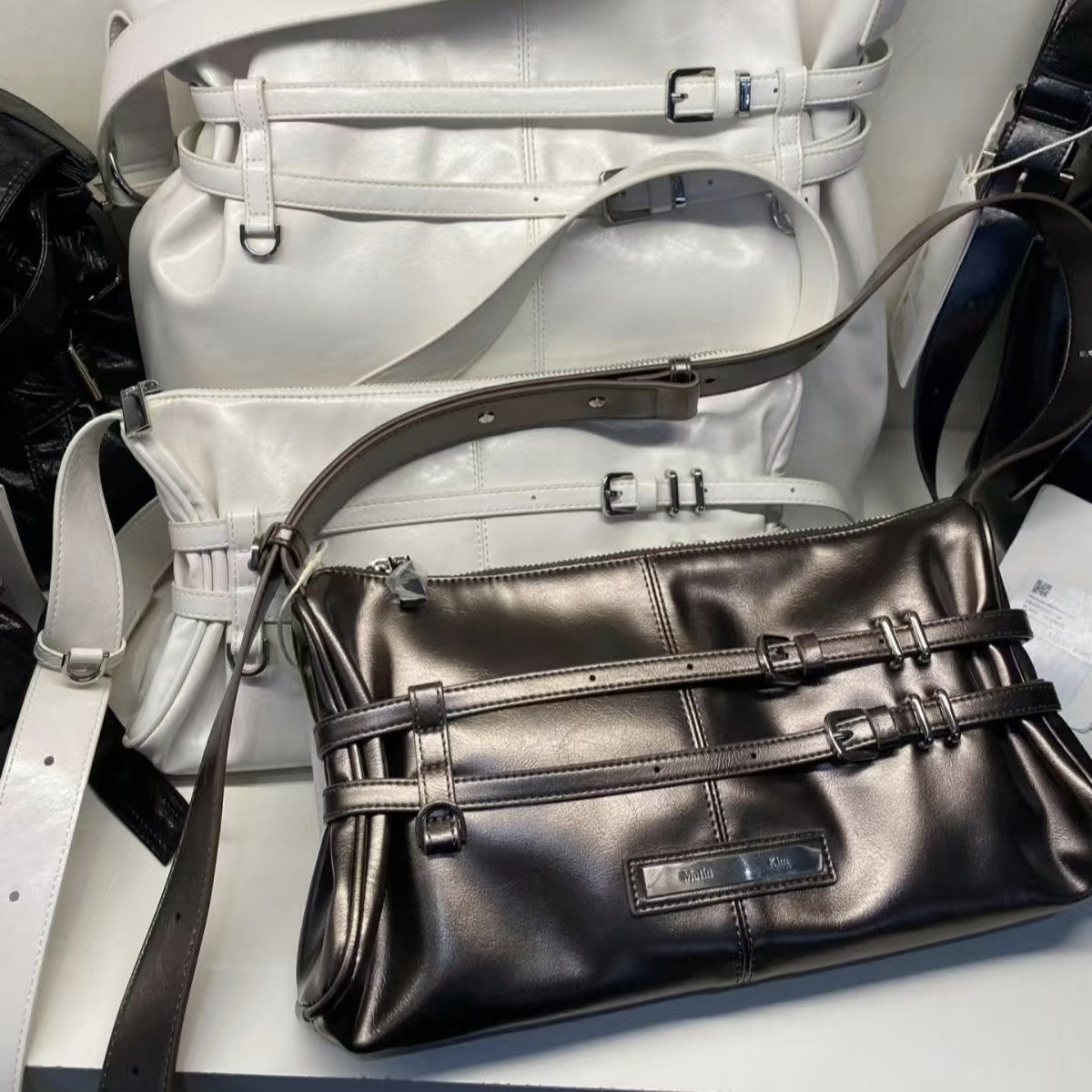 Women's Korean Style Solid Color Metal Letters Handbags