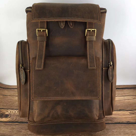 Women's & Men's & First Layer Leather Crazy Horse Backpacks