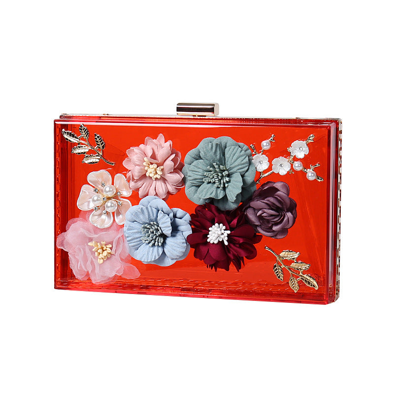 Women's Oblique Flower Party Fashion Wear Chain Evening Bags
