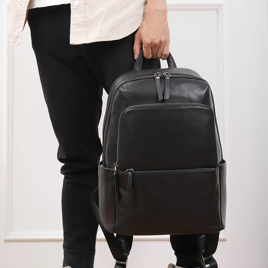 Men's Business Large Capacity Genuine Leather Commuter Backpacks