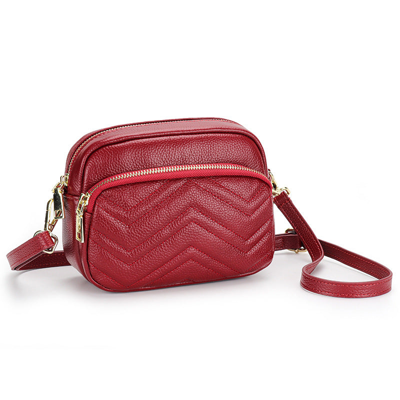 Women's Genuine Leather Korean Fashion Embroidery Soft Crossbody Bags