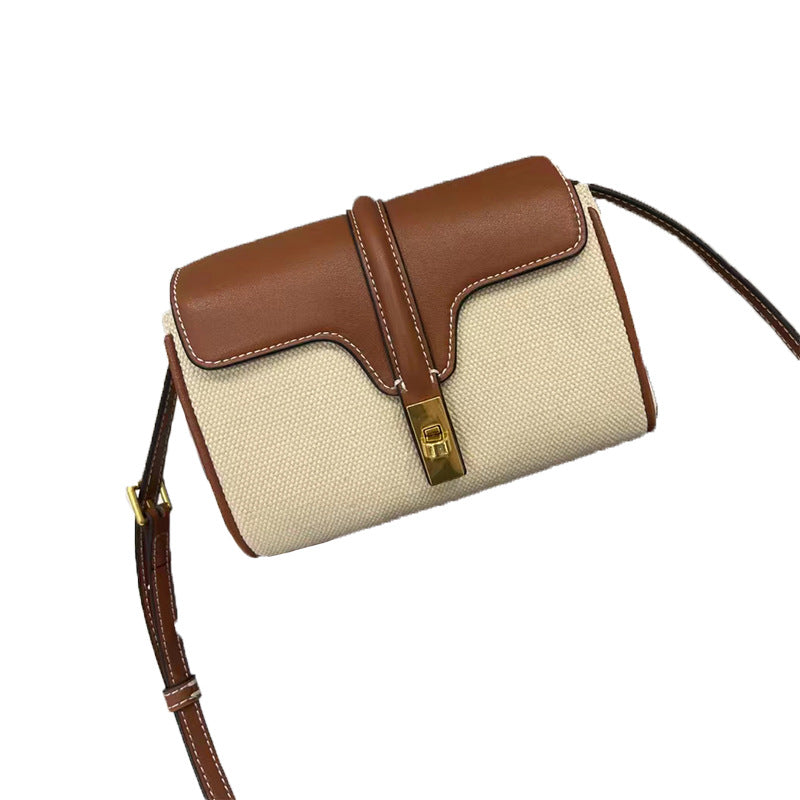 Women's Genuine Leather Arc Niche Saddle Canvas Crossbody Bags