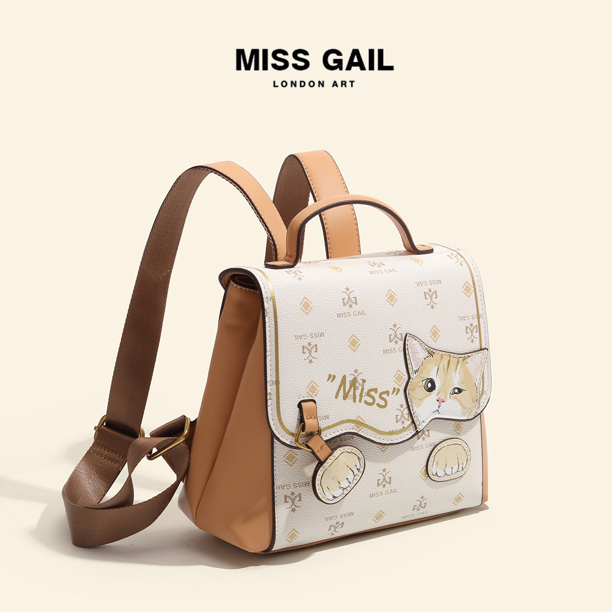 Texture Western Style Cat Cartoon Printed Backpacks