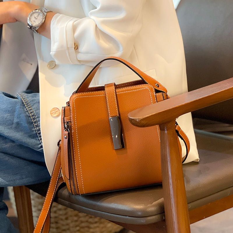 Women's Cowhide Leather High Sense Design Portable Crossbody Bags