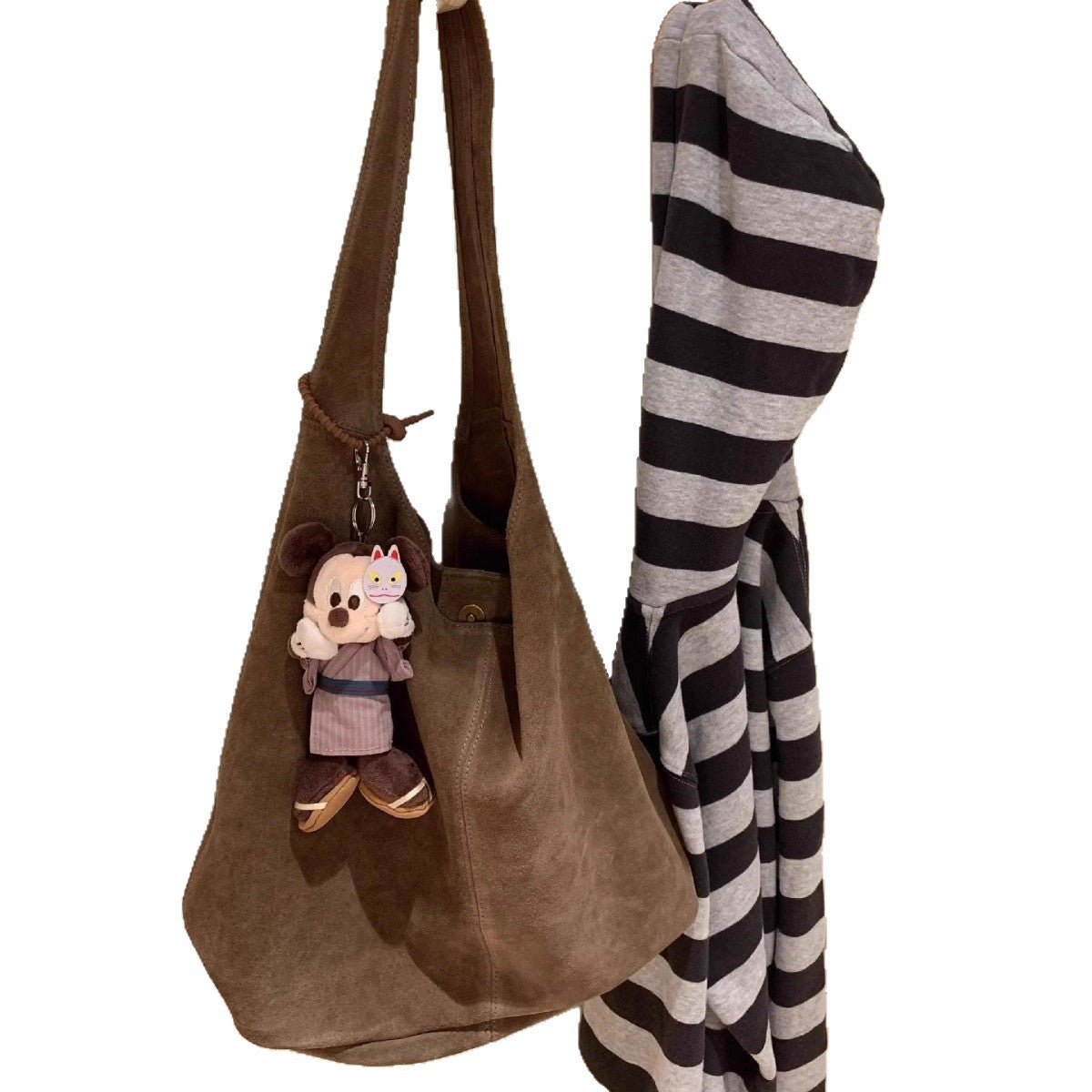 Delegated Purchase Brown Suede Pure Cowhide Shoulder Bags