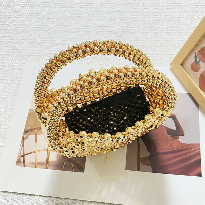 Fashion Handmade Beaded Woven French Minority Half Month Handbags