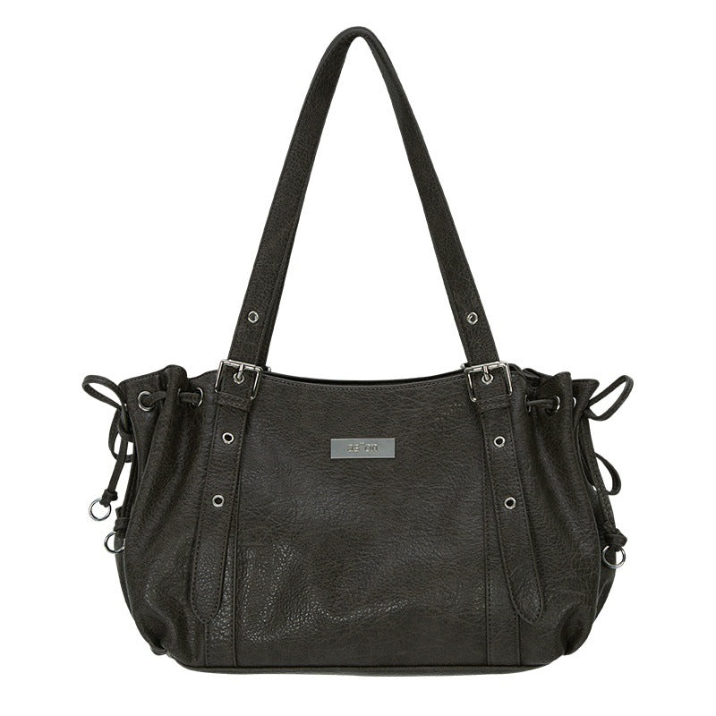 Elegant Women's Locomotive Style Leather Single Tote Bags