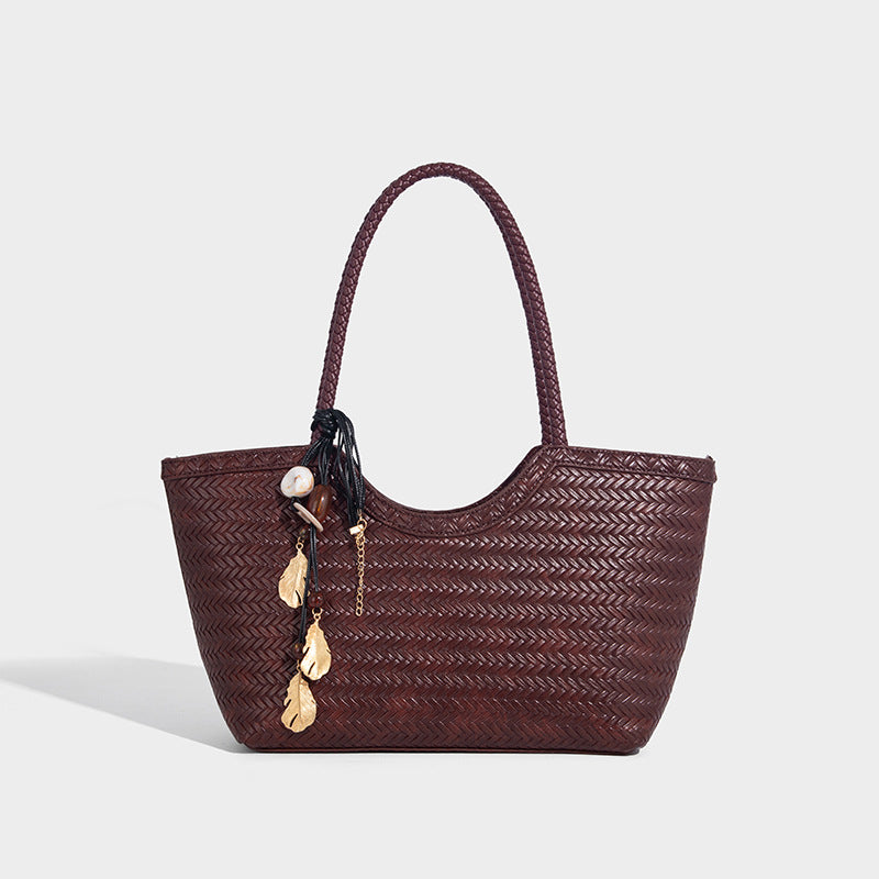 Women's Large Capacity Commuter Woven High Sense Shoulder Bags