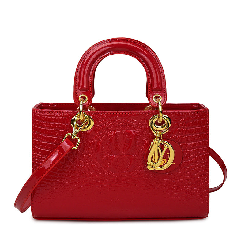 Women's Fashion Portable Crocodile Pattern Diana Shoulder Bags