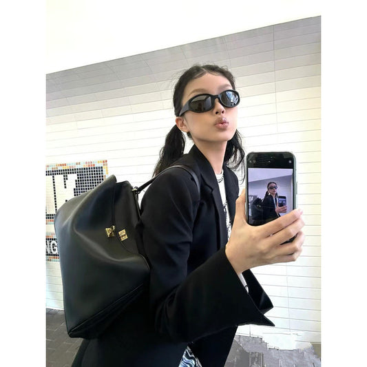 Women's Smooth Calfskin Portable Underarm Leisure Commute Shoulder Bags